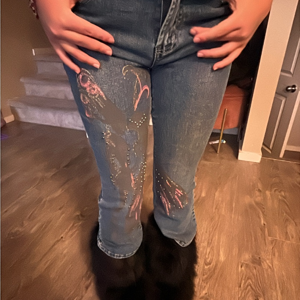 Embellished Low waist Blue Jeans